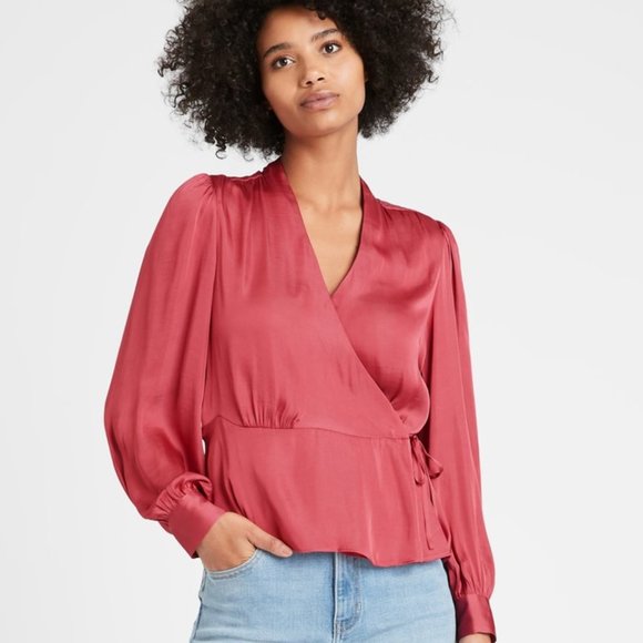 Banana Republic Tops Nwt Pink Banana Republic Wrap Blouse Xxs